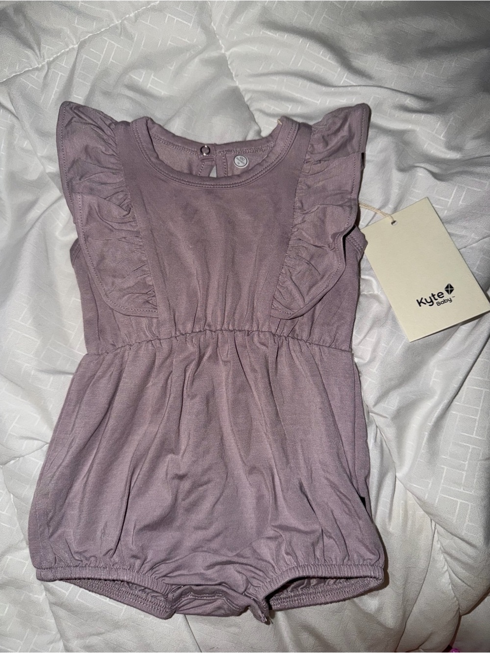 Kyte BABY Lavender Ruffle-Sleeve Bodysuit